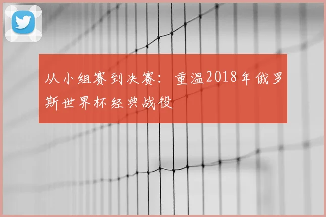 从小组赛到决赛：重温2018年俄罗斯世界杯经典战役